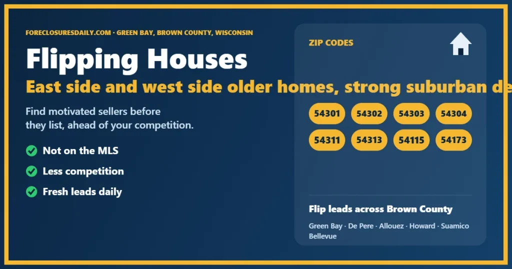 Flipping houses Green Bay WI guide from ForeclosuresDaily.com