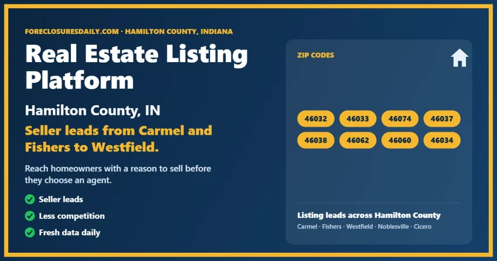 Real estate listing platform Hamilton County IN from ForeclosuresDaily.com