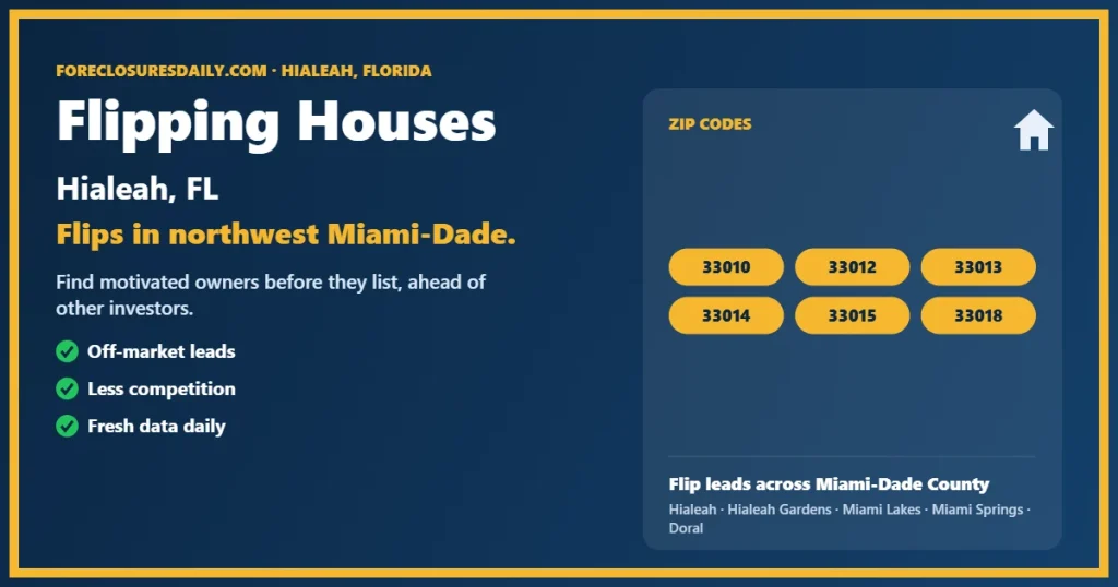 Flipping houses Hialeah FL guide from ForeclosuresDaily.com