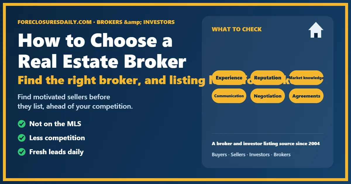 How to choose a real estate broker guide from ForeclosuresDaily.com