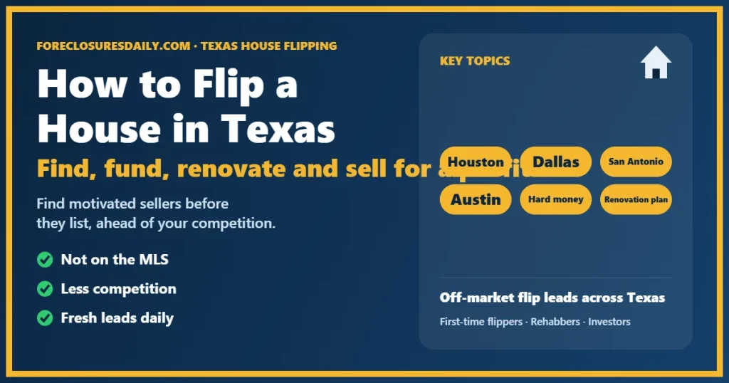 How to flip a house in Texas guide from ForeclosuresDaily.com