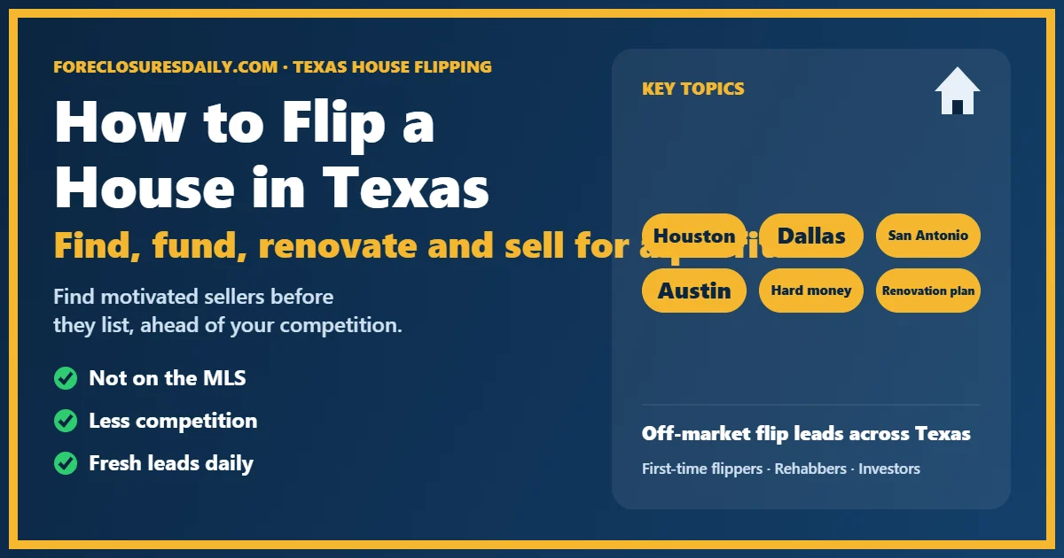 How to flip a house in Texas guide from ForeclosuresDaily.com
