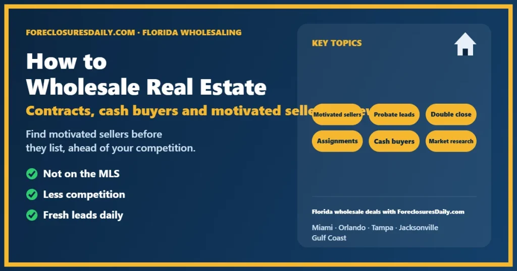 How to wholesale real estate in Florida guide from ForeclosuresDaily.com
