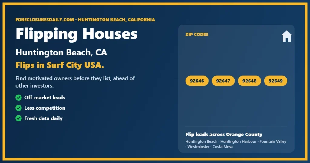 Flipping houses Huntington Beach guide from ForeclosuresDaily.com