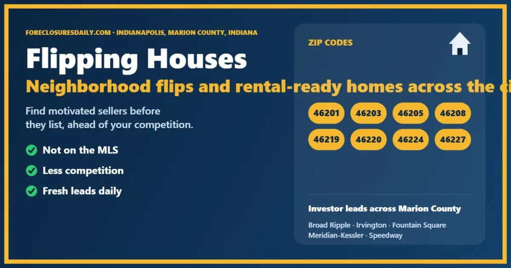 Flipping houses Indianapolis guide from ForeclosuresDaily.com
