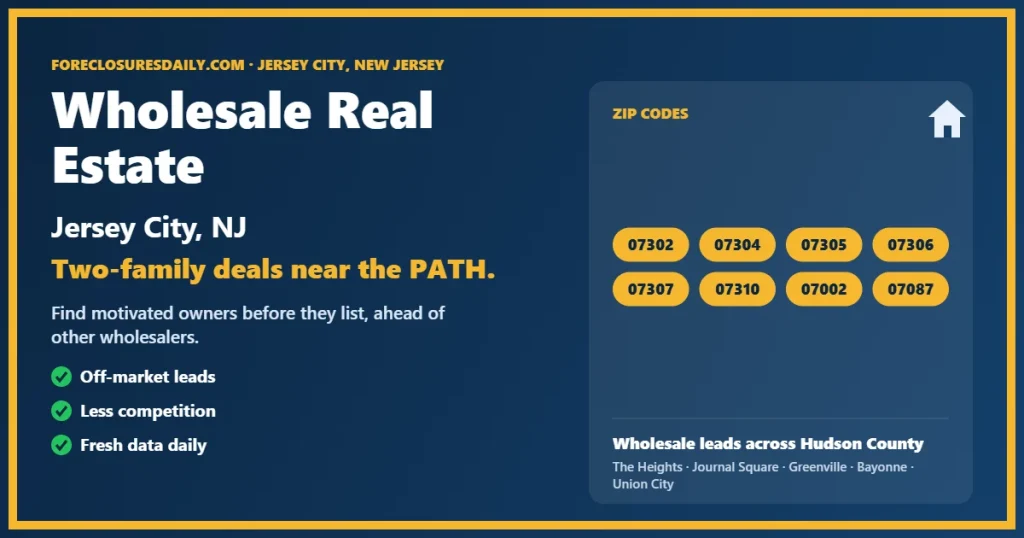Wholesale real estate Jersey City guide from ForeclosuresDaily.com