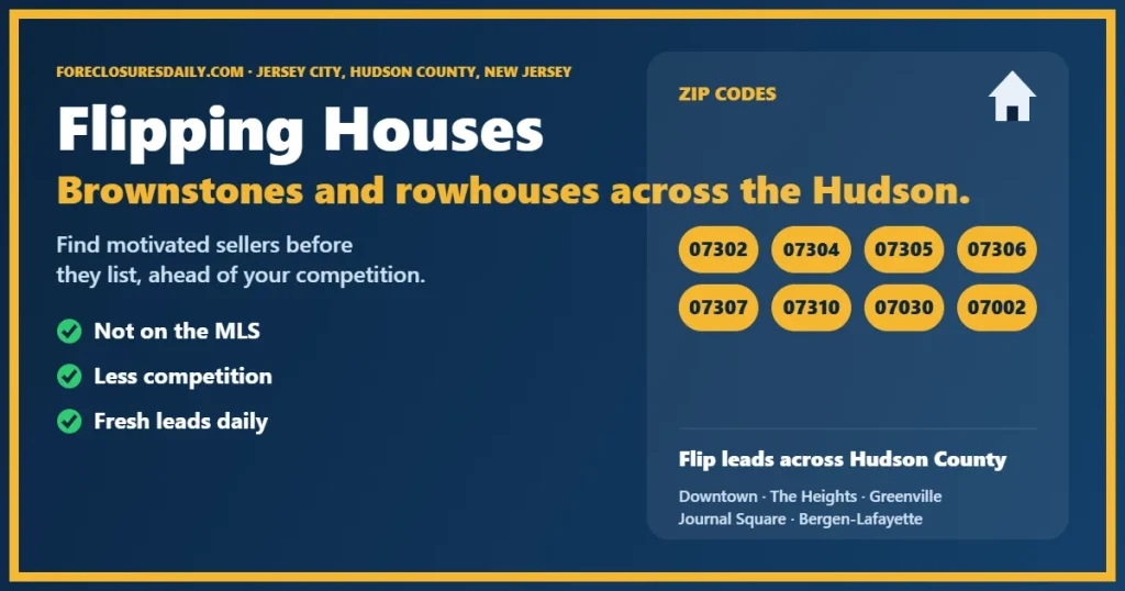Flipping houses Jersey City NJ guide from ForeclosuresDaily.com