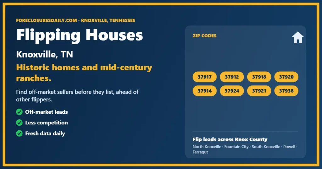 Flipping houses Knoxville TN guide from ForeclosuresDaily.com