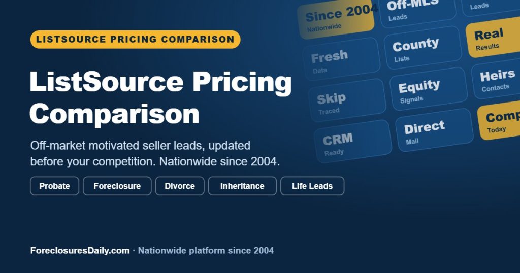 ListSource Pricing Comparison | ForeclosuresDaily.com