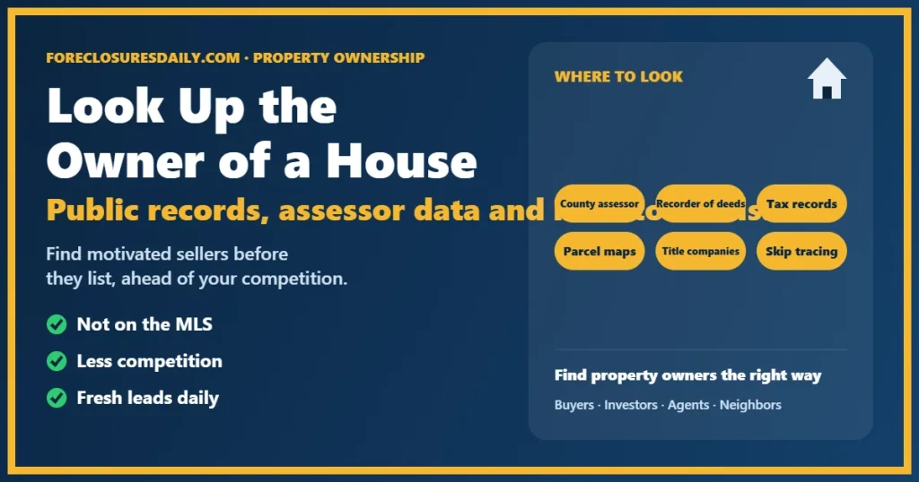 How to find the owner of a house guide from ForeclosuresDaily.com