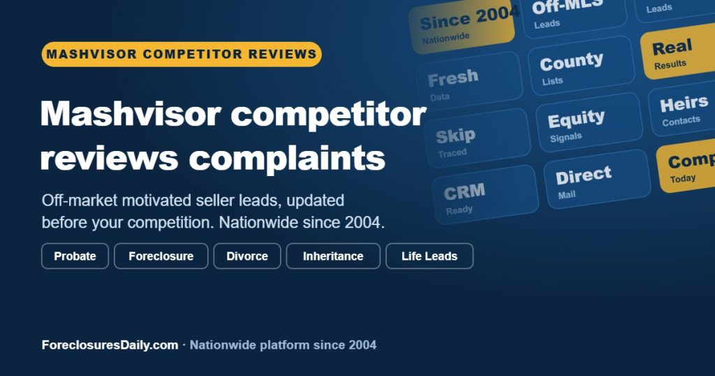Mashvisor competitor reviews complaints | ForeclosuresDaily.com