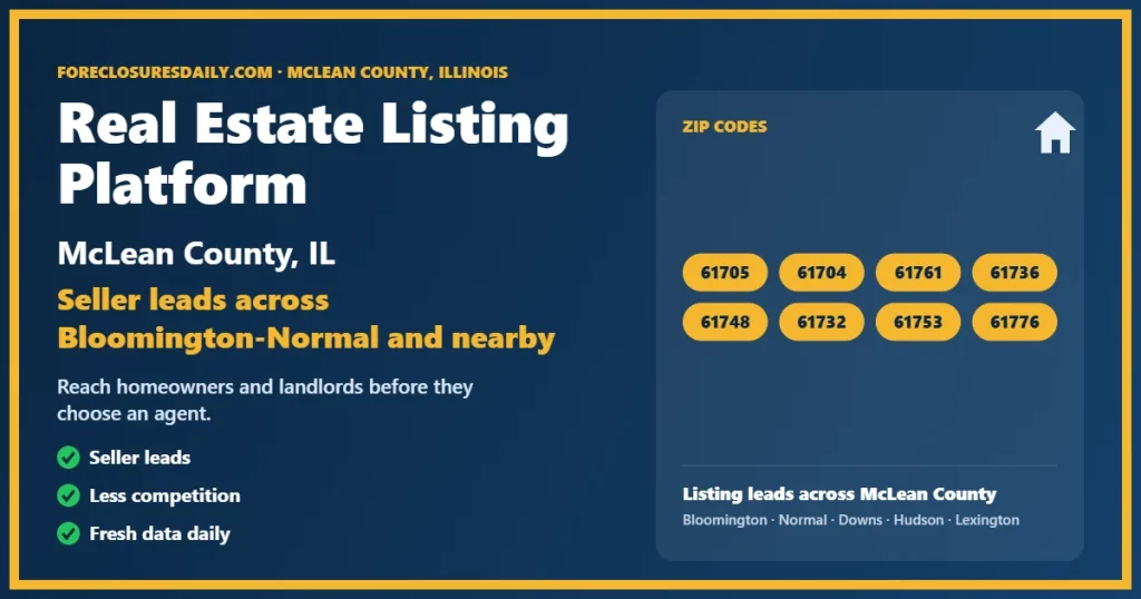 Real estate listing platform McLean County IL from ForeclosuresDaily.com