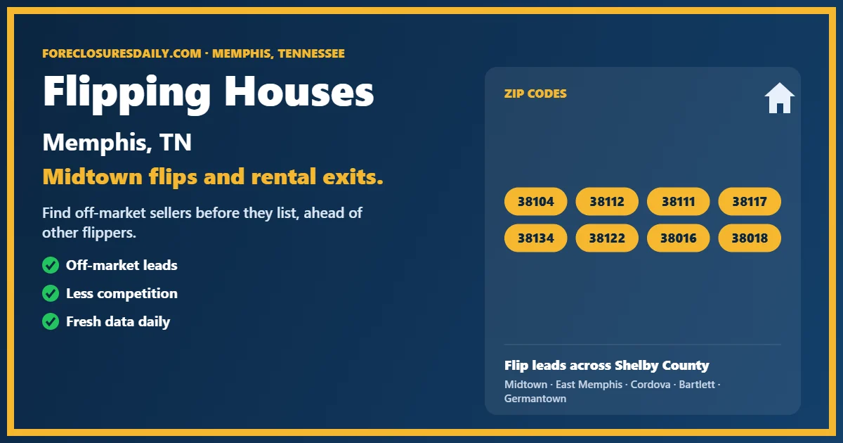 Flipping houses Memphis TN guide from ForeclosuresDaily.com
