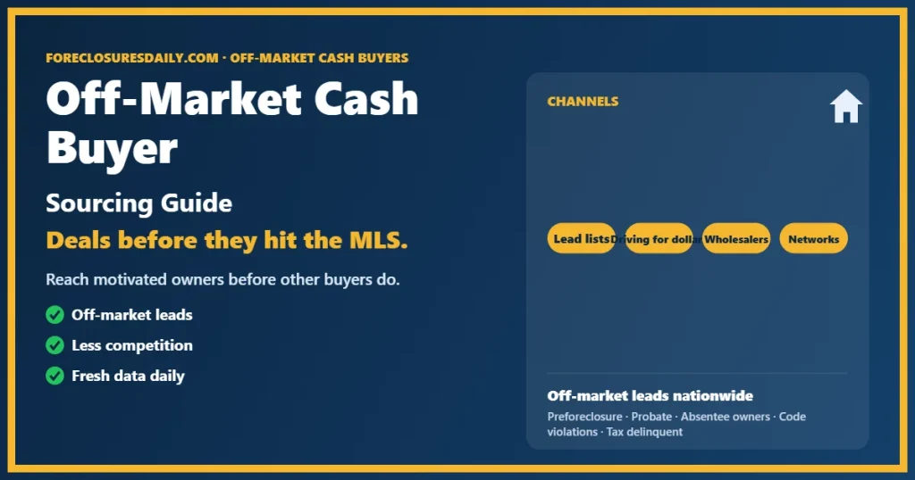 Off-market cash buyer guide from ForeclosuresDaily.com