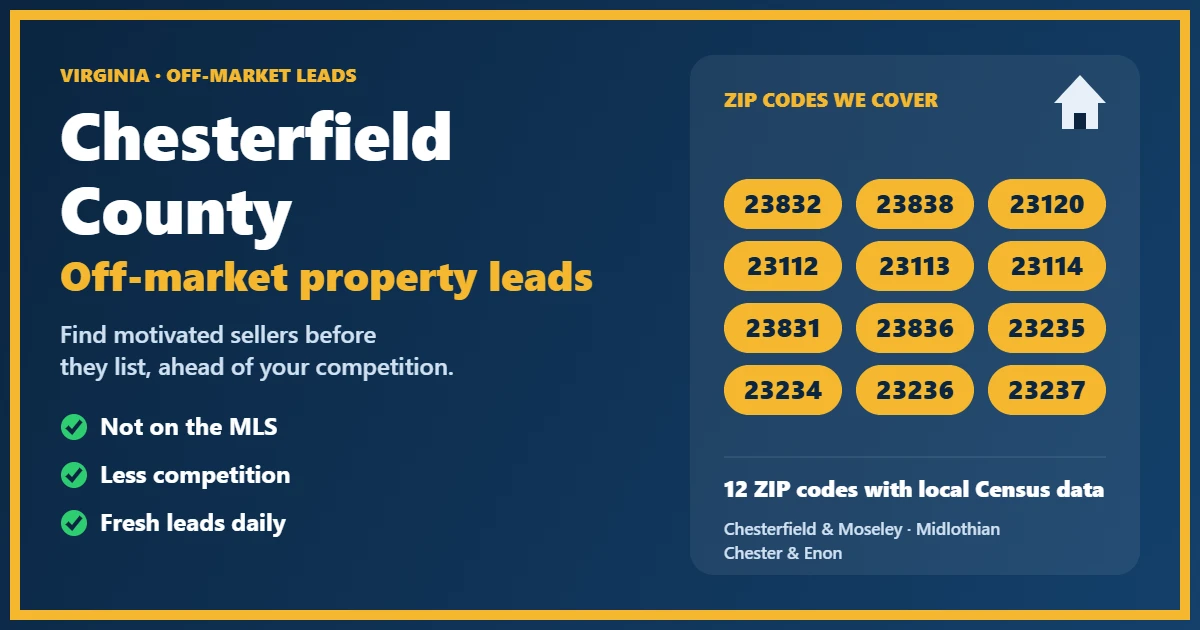Off-Market Properties for Sale Chesterfield County suburban neighborhood