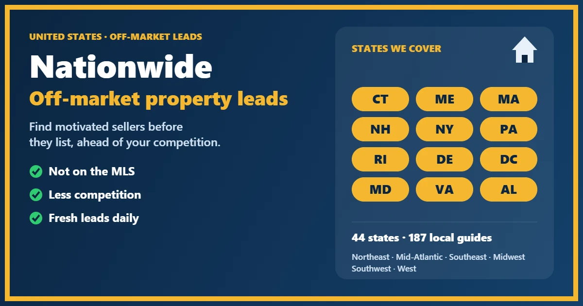 Investor reviewing off-market properties for sale and seller leads on a laptop