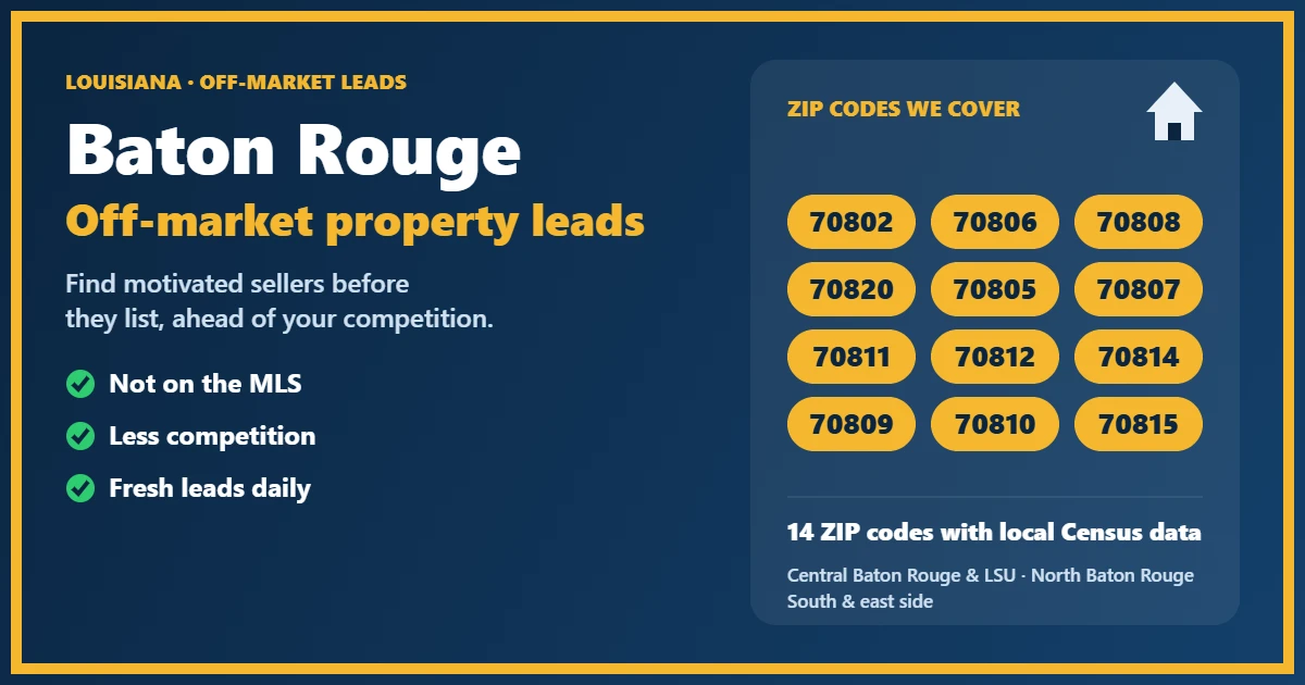 Investor reviewing off-market properties in Baton Rouge, Louisiana