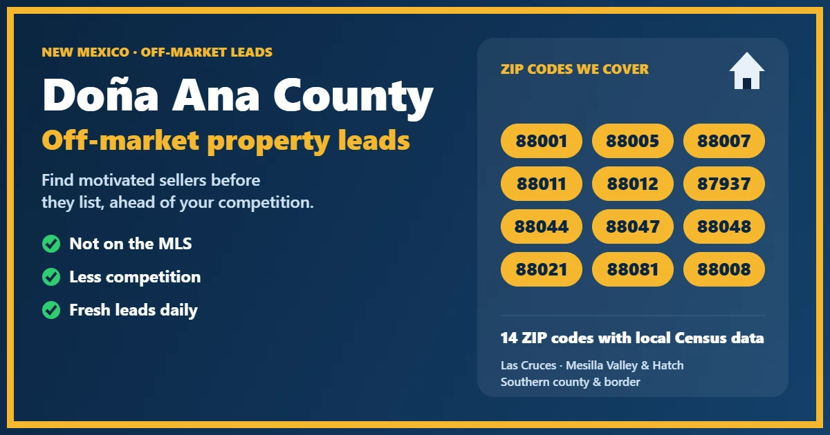 Desert neighborhoods with off-market properties in Doña Ana County, New Mexico