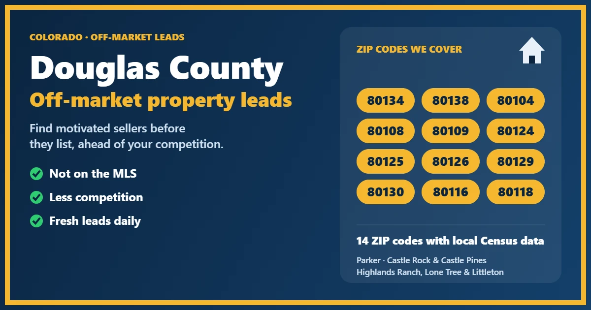 Neighborhood view of off-market properties in Douglas County, Colorado