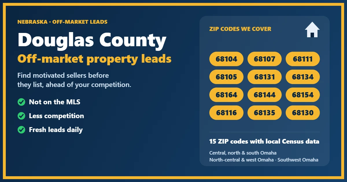 Investor reviewing off-market properties in Douglas County, Nebraska