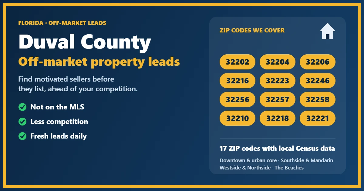 Investor reviewing off-market properties in Duval County, Florida