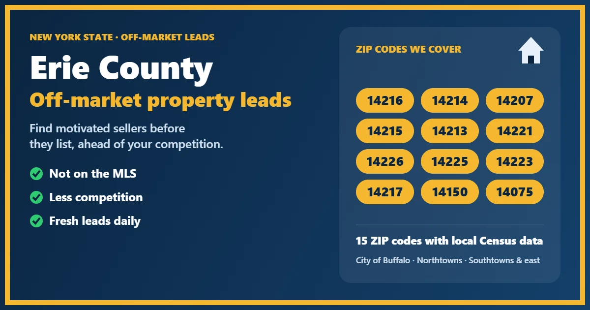 Local investor reviewing a lead map of off-market properties in Erie County, New York State