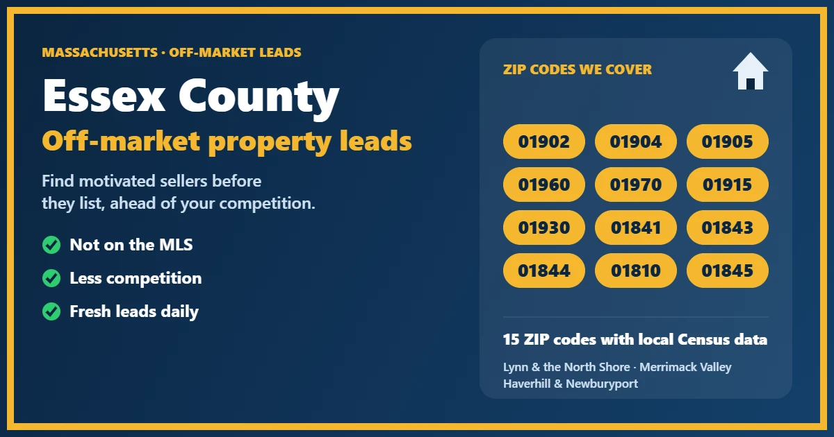 Investor reviewing off-market properties in Essex County, Massachusetts