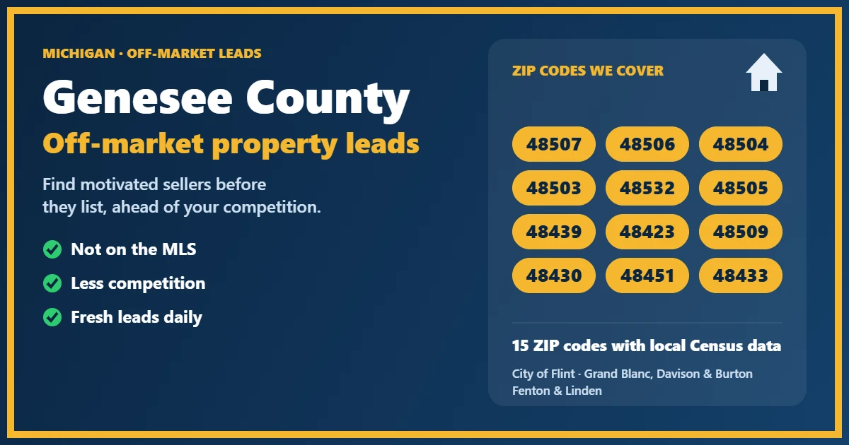 Investor reviewing off-market properties in Genesee County, Michigan