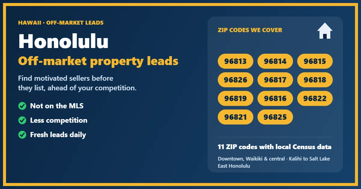 Aerial view of Honolulu neighborhoods with off-market properties in Honolulu Hawaii