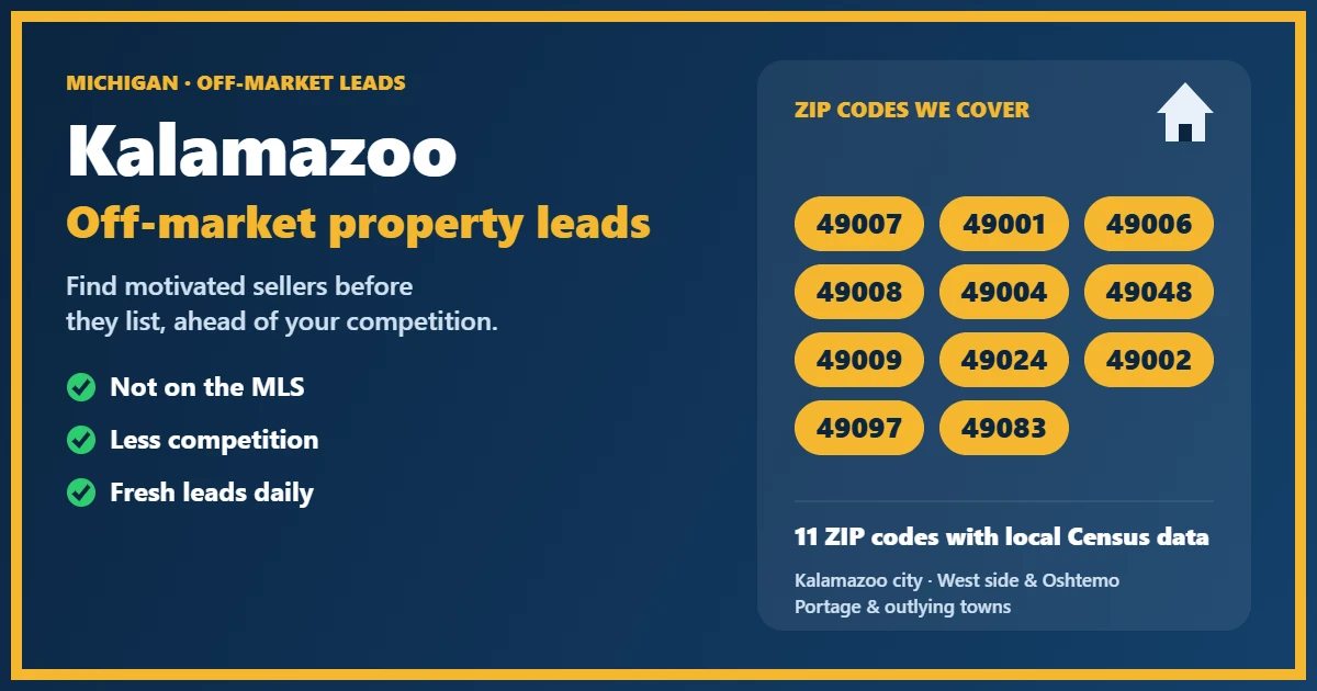 Kalamazoo neighborhood street with off-market properties for sale in Kalamazoo, Michigan