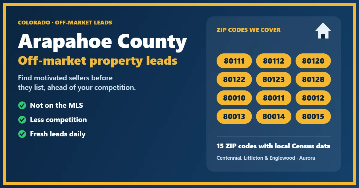 Off-market properties in Arapahoe County, Colorado: a residential neighborhood with single-family homes