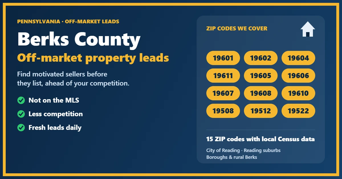 Off-market properties and property leads in Berks County, Pennsylvania