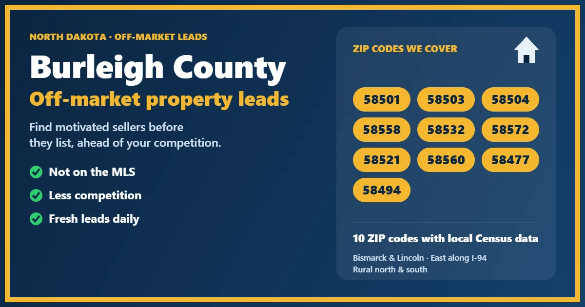 Investor researching off-market properties in Burleigh County North Dakota on a laptop
