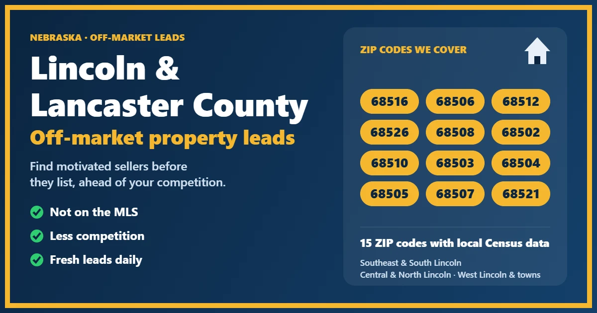 Off-market properties Lancaster County Nebraska: tree-lined Lincoln neighborhood homes