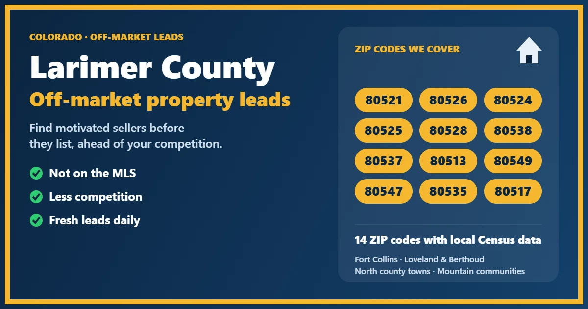 Investor reviewing off-market properties in Larimer County, Colorado