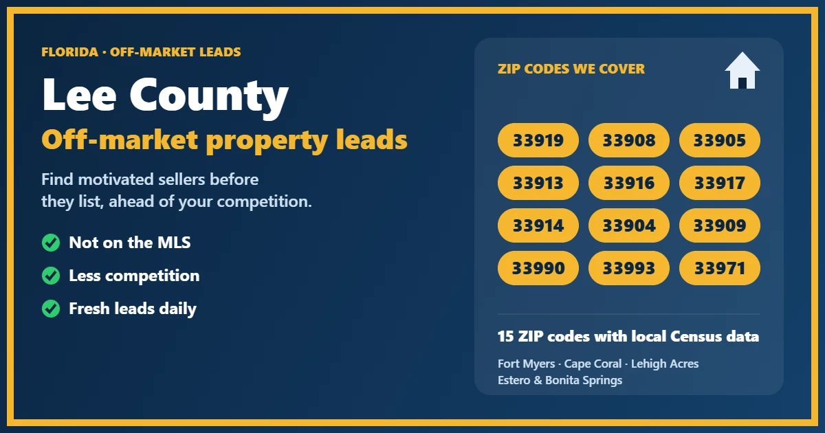 Investor reviewing off-market properties in Lee County, Florida on a laptop