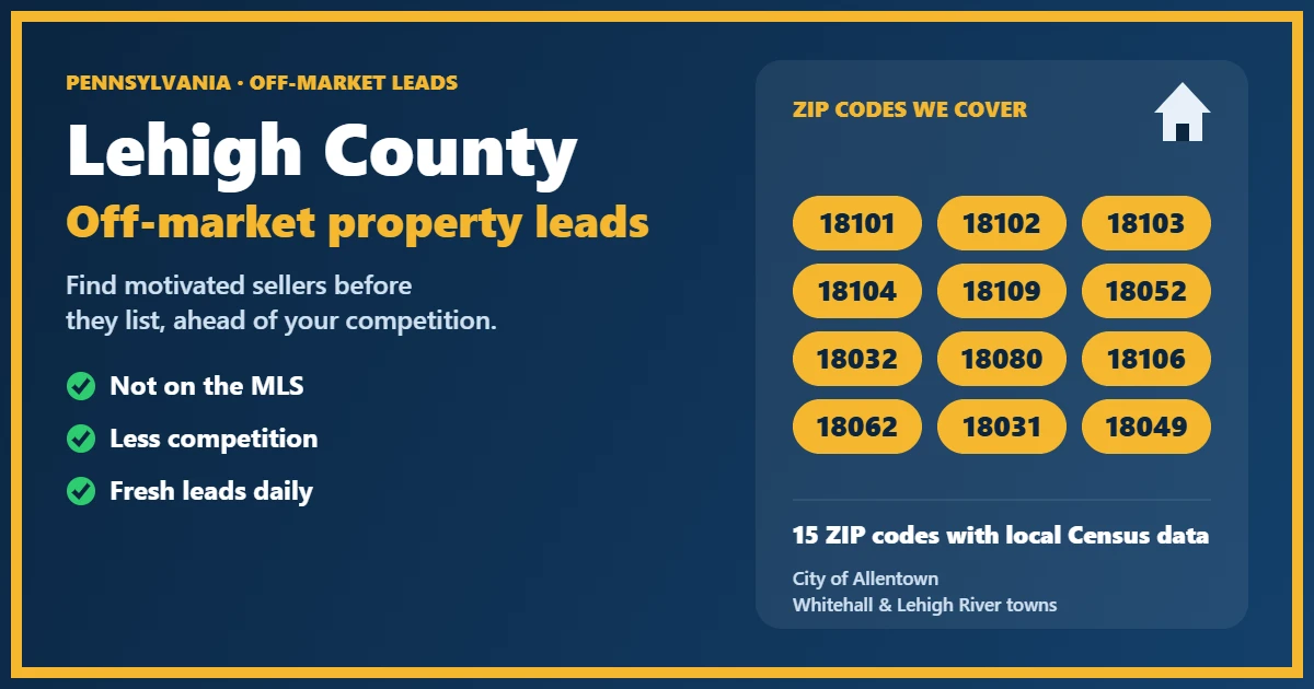 Map of off-market properties in Lehigh County, Pennsylvania