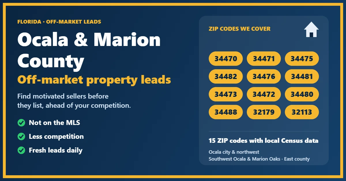 Investor reviewing off-market properties in Marion County, Florida on a laptop
