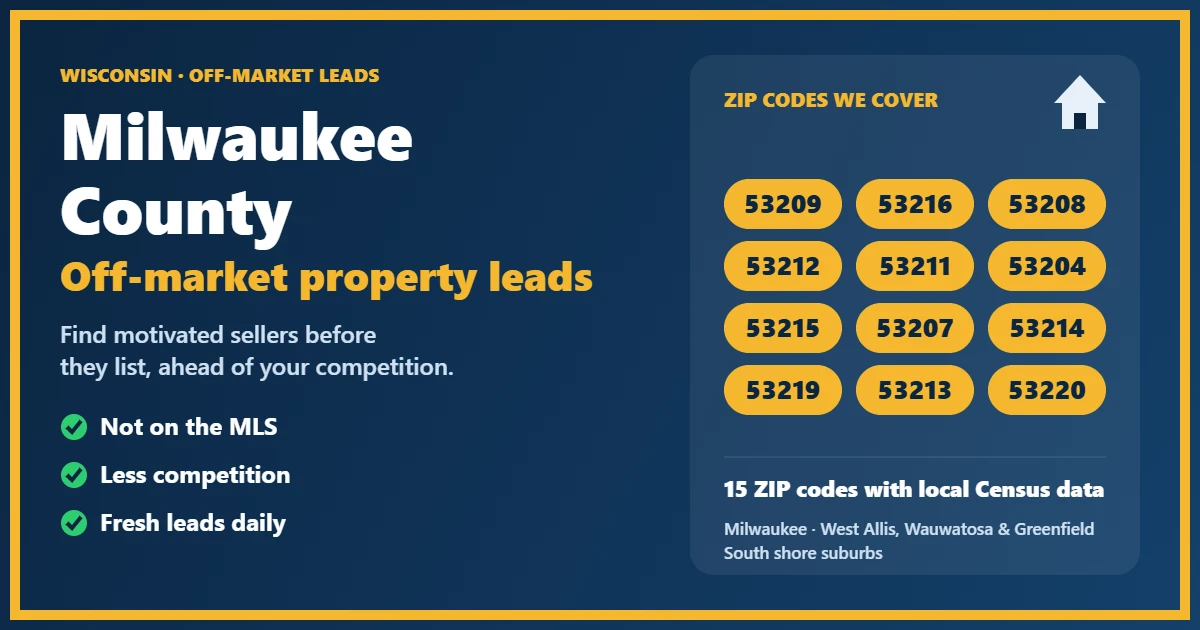 Milwaukee County street with homes that may be off-market properties in Milwaukee County, Wisconsin