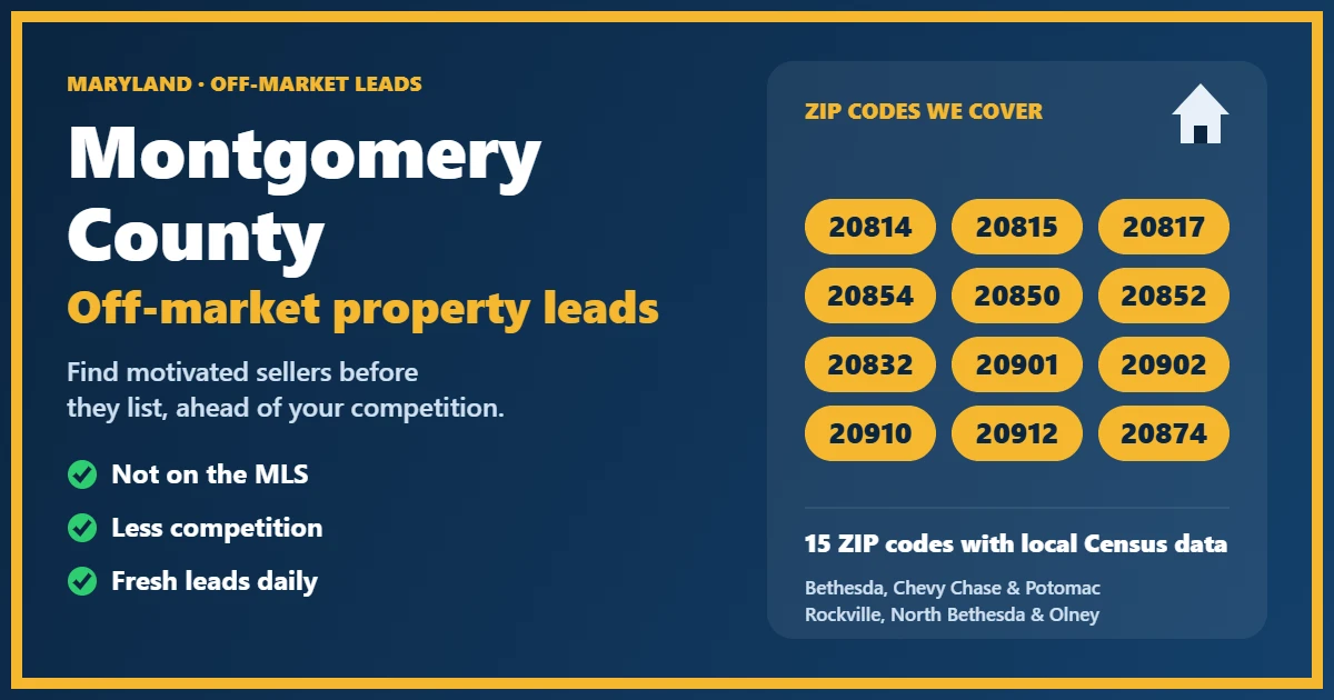 Investor reviewing off-market properties in Montgomery County, Maryland