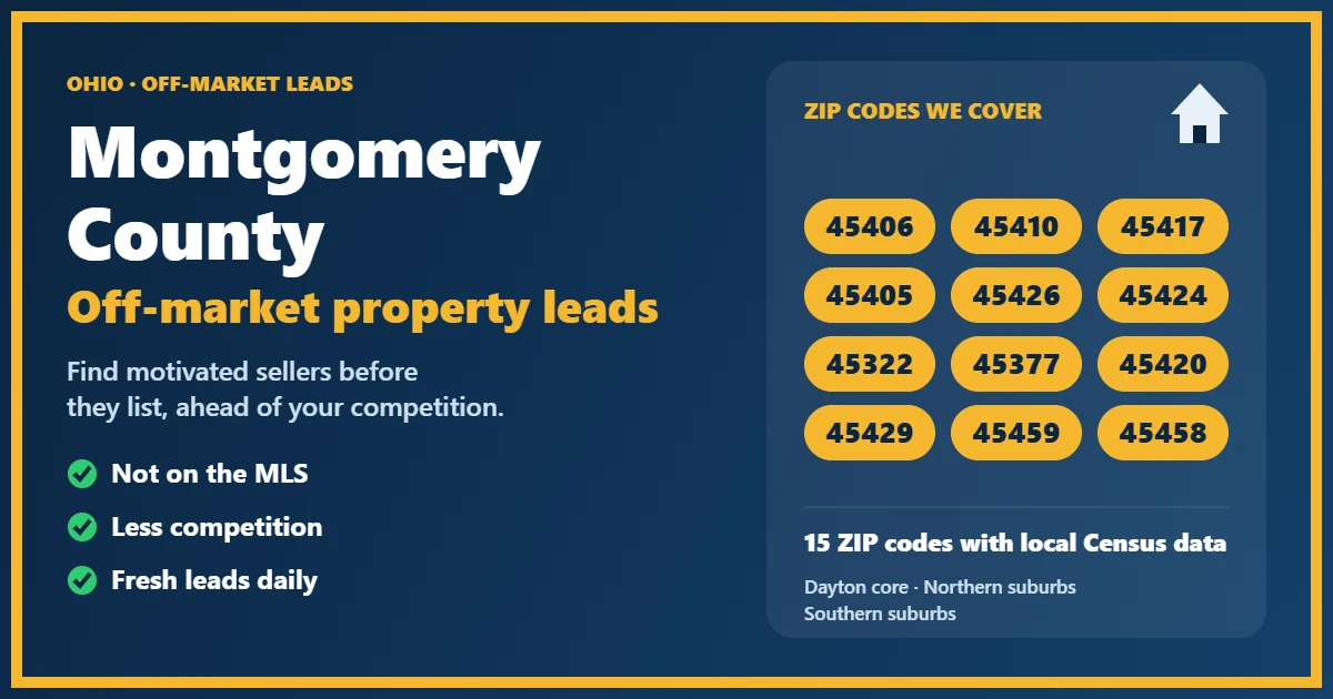 Investor reviewing off-market properties in Montgomery County, Ohio