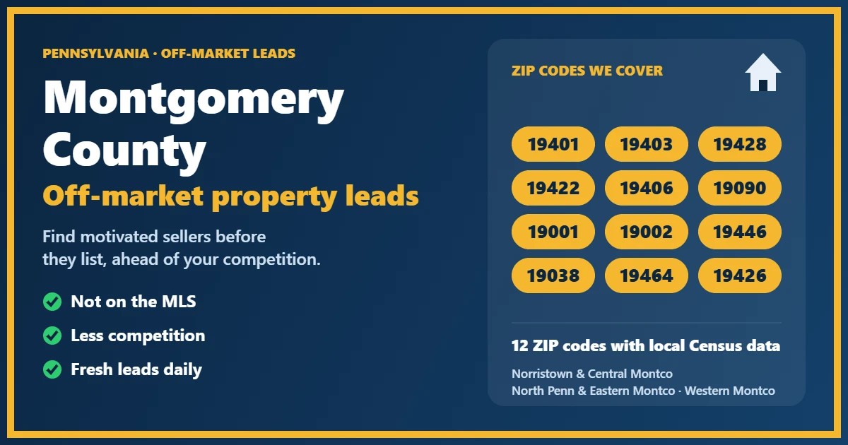Investor reviewing off-market properties in Montgomery County, Pennsylvania