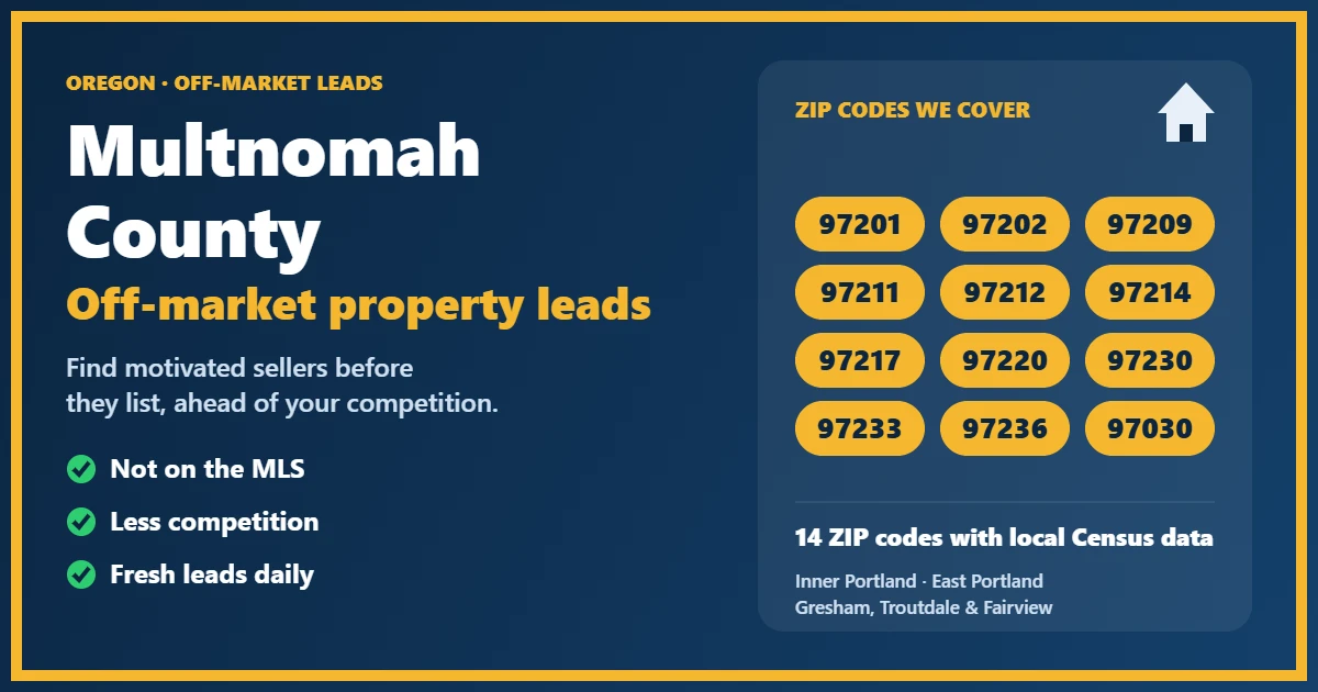 Portland-area homes marked as off-market properties in Multnomah County, Oregon