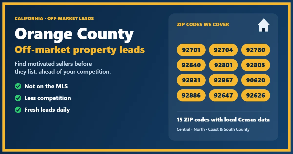 Residential neighborhood with off-market properties in Orange County, California