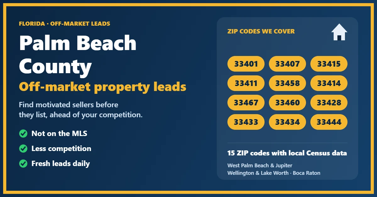 Palm Beach County neighborhood homes, a source of off-market properties Palm Beach County Florida