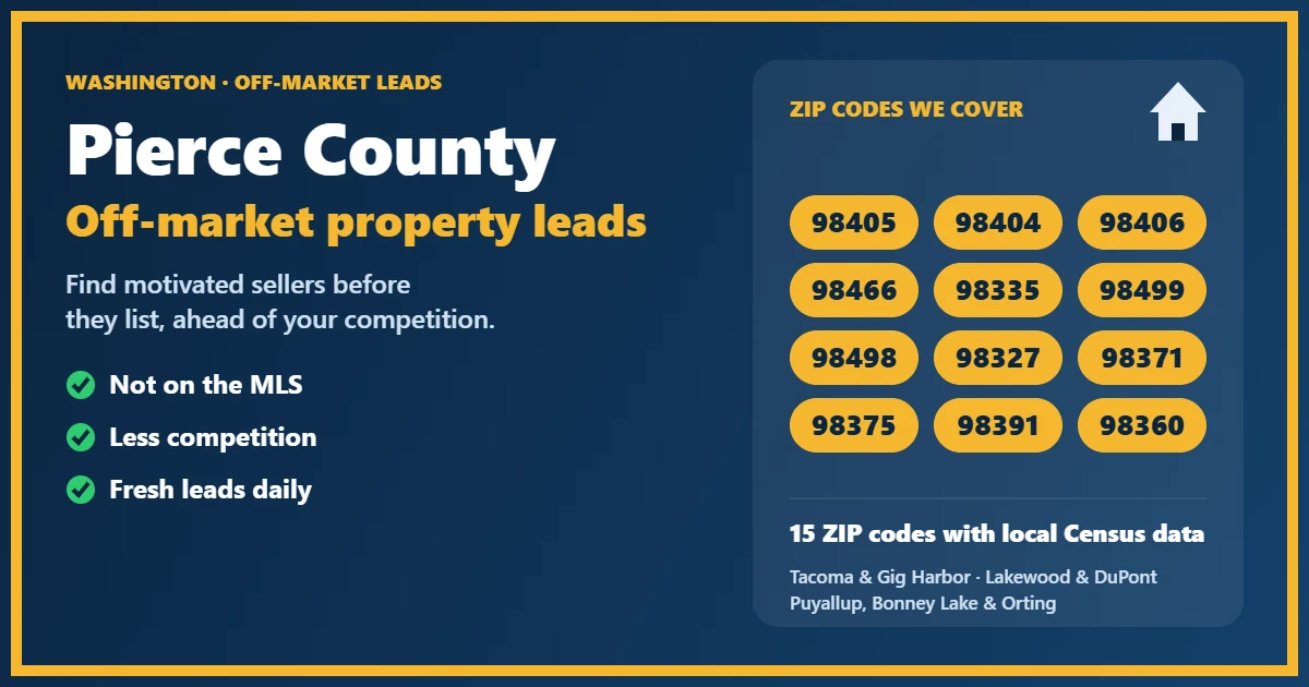 Investor reviewing repair notes and comps for off-market properties Pierce County Washington State