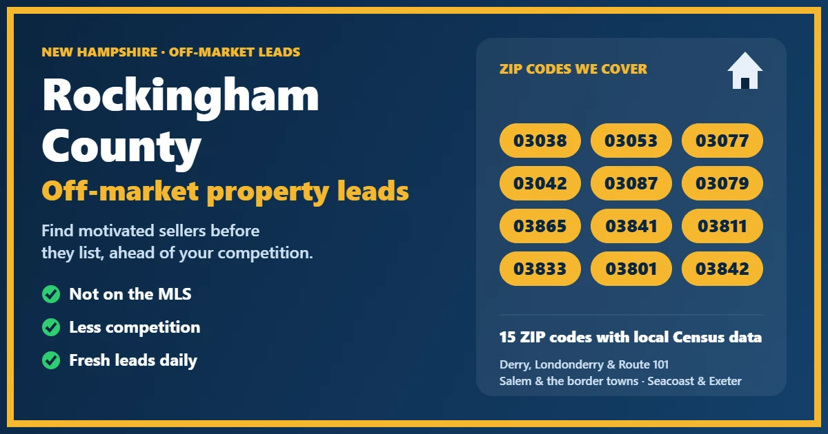 Investor reviewing leads for off-market properties Rockingham County New Hampshire
