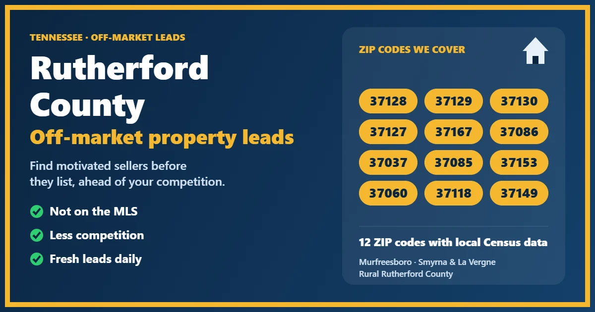 Investor reviewing leads for off-market properties Rutherford County Tennessee