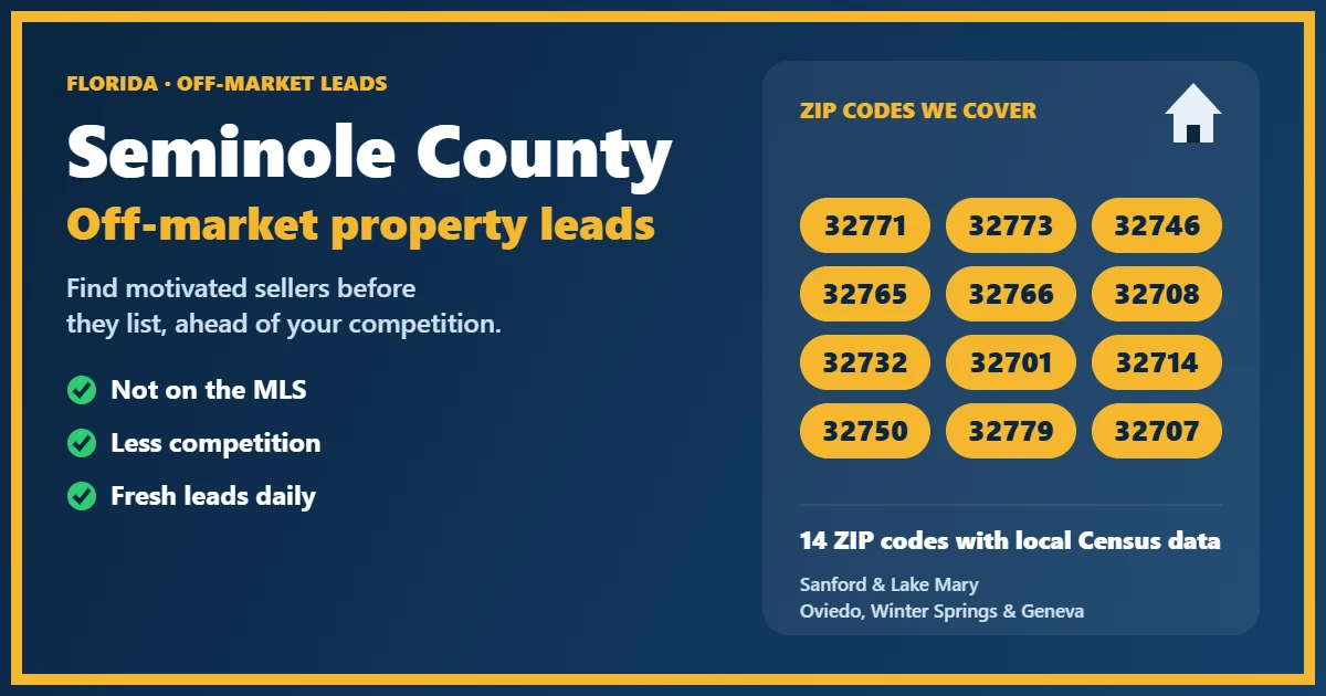 Investor reviewing off-market properties Seminole County Florida leads on a laptop