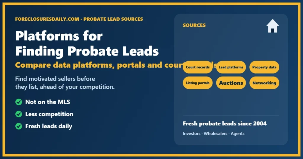 Top platforms for finding probate leads compared by ForeclosuresDaily.com